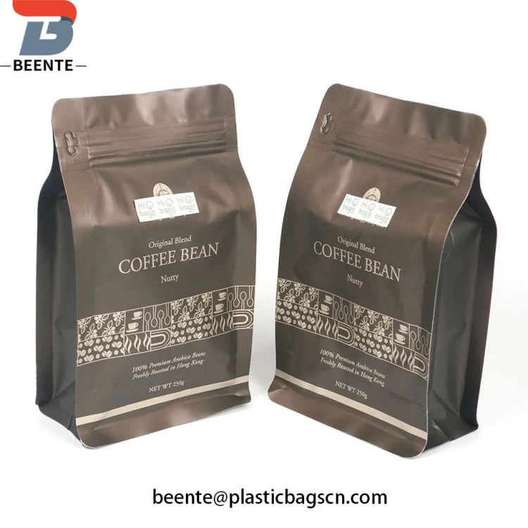 Flat Bottom Package Kraft Paper Tea Bag Mga Coffee Bean Packaging Bag