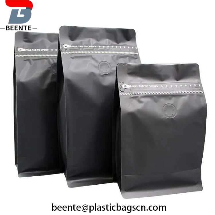 Wholesale Biodegradable Zipper Flat Bottom Coffee Bags na may Valve